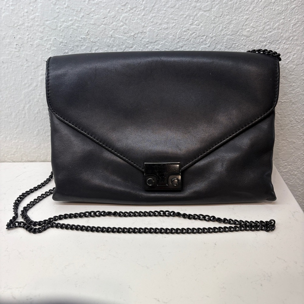 LOEFFLER RANDALL Black Leather Chain Shoulder Bag